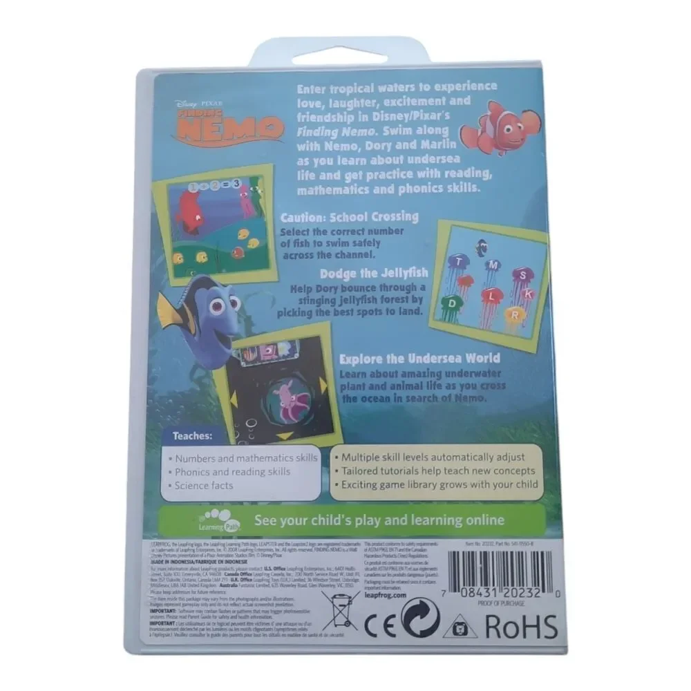 LeapFrog Leapster Disney Pixar FINDING NEMO Learning Game 4-6 years Pre-K-K